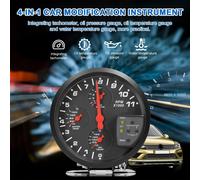 Écran multifonction 4-en-1 de 5 pouces pour voiture, compteur de régime, pression d'huile, température, jauge d'eau, avec fonction d'alarme et rétroéclairage 7 couleurs
