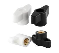 écrou à poignée en plastique Bouton à main en plastique, noir et blanc, Type M4 M5 M6 M8 T, écrou à pouce de réglage, trou traversant, aveugle, 10 pièces/lot(Blind End(White),M4 (Head 27))