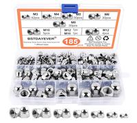 Ecrou Borgne Hexagonal M3/M4/M5/M6/M8/M10/M12 Kit Écrou de Protection Hexagonal 185pcs Forme Haute Hexagonale Capuchon D'écrou Antirouille et Solide pour Vis Boulons Filetés (Silber/Edelstahl)