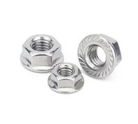 écrou hexagonal, Écrou à embase hexagonale en acier inoxydable 304, cranté et autobloquant, multicolore, M3-M20(Silver,M10)