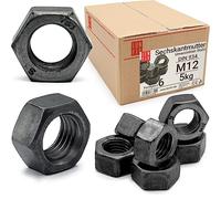 Écrou hexagonal M12, 5 Kg, acier brut classe 6 DIN 934 | filetage métrique standard, boulon et tige filetée, fixation intérieure et extérieure
