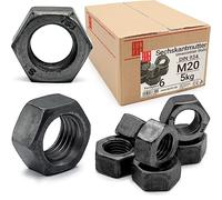 Écrou hexagonal M20, 5 Kg, acier brut classe 6 DIN 934, filetage métrique standard, boulon 20 mm et tige filetée, fixation intérieure et extérieure