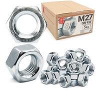 Écrou hexagonal M27, 5 Kg, acier zingué DIN 934, boulon et tige filetée | filetage métrique standard, fixation intérieure et extérieure