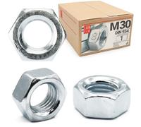 Écrou hexagonal M30, 1 Pièces, acier zingué DIN 934, filetage métrique standard, boulon 30 mm et tige filetée, fixation intérieure et extérieure