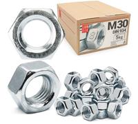 Écrou hexagonal M30, 5 Kg, acier zingué DIN 934, boulon et tige filetée | filetage métrique standard, fixation intérieure et extérieure