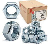 Écrou hexagonal M8, 5 Kg, acier zingué DIN 934, boulon et tige filetée | filetage métrique standard, fixation intérieure et extérieure