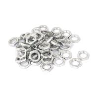 sourcingmap 50pcs Écrou Hexagonal Plat Fin M10 x 1 x 3mm en Acier Plaqué Zinc Carbone Pour Tige de Lampe Vis Boulon