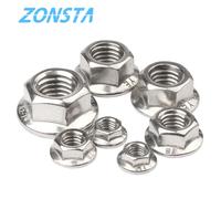 Écrous à bride hexagonale M3 M4 M5 M6 M8 M10 M12 M16 M20 304 écrou de verrouillage automatique en acier inoxydable DIN6923 Spinlock dentelé