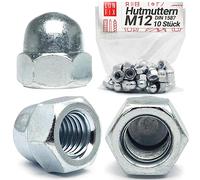 Écrous borgnes M12 DIN 1587, 10 Pièces | hexagonal forme haute en acier zingué, cache écrou borgne capuchon de protection pour vis