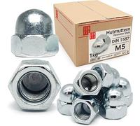 Écrous borgnes M5 DIN 1587, 1 Kg, hexagonal forme haute en acier zingué | cache écrou borgne capuchon de protection pour vis, boulons filetés & tiges filetées