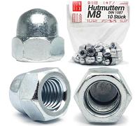 Écrous borgnes M8 DIN 1587, hexagonal forme haute en acier zingué, 10 Pièces, cache écrou borgne capuchon de protection pour vis, boulons filetés & tiges filetées