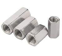 Écrous d'accouplement hexagonaux M3 M4 M5 en acier inoxydable 304, 2 pièces, connexion à écrou Long, goujon de barre filetée, accessoires de quincaillerie(M4x7x12mm)