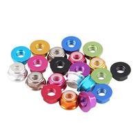 Écrous de blocage à bride hexagonale en alliage d'aluminium | Anneau multicolore en alliage d'aluminium et Nylon, 5 pièces, autobloquant: M2-M6(Red,M3--5pcs)