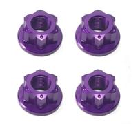 Écrous de Moyeu pour m10 Vélo Fixie 4 Alliage Écrous de Moyeu | Alliage 7075 pour robuste, design léger 5.4g, finition noire mate, compatible pour m10 standard, idéal fixie(purple)