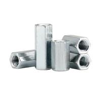 Écrous de raccordement ronds, Écrous d'accouplement cylindriques galvanisés à tige hexagonale DIN 6334, plusieurs tailles, paquet de 2/5/10