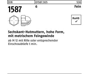 Ecrous hexagonaux à chapeau Reyher DIN 1587 6 M 8 x 1 015873050080100 (100 pièces)
