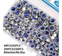 Écrous hexagonaux Anti-desserrage M3-M10 40/42/200/220 pièces attaches de verrouillage antidérapantes pour l'électronique de Construction industrielle automobile 42PcsBag