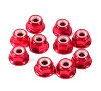 Écrous Hexagonaux Auto-bloquants, 10 Pcs Écrou CNC en Aluminium à Brides en Nylon Écrou de Verrouillage Auto-Verrouillage des Écrous Métalliques (M4 Rouge)