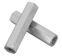 Écrous hexagonaux longs, écrou d'accouplement M10 en acier zingué, filetage femelle raccord droit tige hexagonale tige filetée 2 pièces pour tige filetée continue