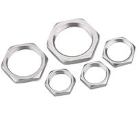 Écrous hexagonaux plats, Filetage femelle métrique Hex mince contre-écrous raccord de tuyau 304 SS argent M8-M63 paquet 10