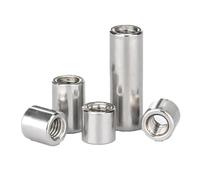 Écrous raccord cylindriques M3-M16 inox, lot de 2(OD8xM4x20)