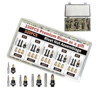 Écrous rivet taraudés avec mandrin, 320 pièces, M3-M8, outils filetés | Outils de Fixation pour Inserts pour meubles, électroménager, armoire électrique, fabrication