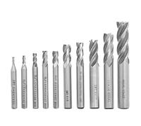 ECSiNG 10pcs HSS 4 Flûte Kit de Fraise en out à Queue Droite 2/3/4/5/6/7/8/9/10/12mm Dia 6mBm 8mm 10mm 12mm Poignée pour Bois Aluminium Acier Titane