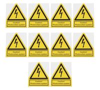 ECSiNG Lot de 10 Autocollants Jaunes Caution! Photovoltaic system 10 X 12 Cm pour Usage électrique Industriel