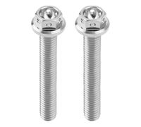 ECSiNG Lot de 2 vis à tête hexagonale M6 x 40 mm avec bride en titane hexagonal Filetage complet Vis percées pour vélos de sport et karts Fil de sécurité Argenté