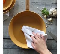 ECTOR Poêle revêtue céramique Jaune induction manche bois D24 cm