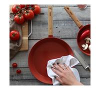 ECTOR Poêle revêtue céramique Paprika induction manche bois D24 cm