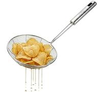 Écumoire araignée en acier inoxydable avec manche haute résistance à la chaleur - Passoire de cuisine avec poignée - Écumoire avec poignée pour frire et servir les aliments, les pâtes - 14 cm