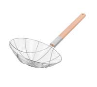 Écumoire Cuisine en Acier Inoxydable Manche Bois 26 Cm | Passoire Araignée à Maille Fine, Grosse Louche pour Pâtes et Nouilles, Usage la Cuisine Commerciale