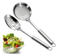 Écumoire De Cuisine,Louche Séparatrice D'Huile À Long Manche | 2 Pièces Cuillère À Graisse En Métal - Pour Légumes, Viande, Pâtes, Nouilles, Aliments Chauds, Service, Friture Chaude, Cuisson