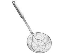 Écumoire en acier inoxydable avec poignée pour frire et servir les aliments, les pâtes, les spaghettis, les nouilles (diamètre : 14 cm. Longueur totale : 39 cm)