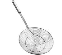 Écumoire en acier inoxydable avec poignée pour frire et servir les aliments, les pâtes, les spaghettis, les nouilles (diamètre : 20 cm ; longueur totale : 45 cm)