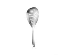 Écumoire en acier inoxydable avec tamis, ergonomique pour la poignée pour les pâtes et la friture, ustensile de cuisine robuste pour éplucher et filtrer, passe au lave-vaisselle, argent, 34,6 x 14 cm