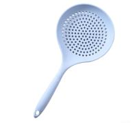 Écumoire en silicone, grande cuillère passoire de 17 cm avec poignée de 36,8 cm pour cuisiner, égoutter les légumes et l'huile chaude, passe au lave-vaisselle, bleu (bleu)