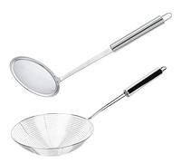 Ecumoire Inox, 2 Pièces Araignée Cuisine en Acier Inoxydable, Cuillère Écumoire, Passoire Louche pour Friture, Nouilles, Pâtes Spaghetti, Chips