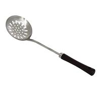 Écumoire solide en acier inoxydable - Longueur : 39 cm - Diamètre : 11,5 cm - Manche en bois - Louche à soupe