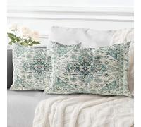 ECZOIL Lot de 2 Decorative Housse de Coussin 40x60 cm Boho Ethnique Vintage en Canapé Taie d'oreiller Douce pour Maison Salon Chambre Canape Bohème Art déco - Cyan Foncé