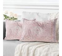 ECZOIL Lot de 2 Decorative Housse de Coussin 40x80 cm Boho Ethnique Vintage en Canapé Taie d'oreiller Douce pour Maison Salon Chambre Canape Bohème Art déco - Rose
