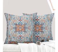 ECZOIL Lot de 2 Decorative Housse de Coussin 50x50 cm Boho Ethnique Vintage en Canapé Taie d'oreiller 20x20 Pouces pour Maison Salon Chambre Canapé Bohème Art déco- Orange Bleu