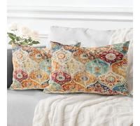 ECZOIL Lot de 2 Housse de Coussin 30x50 cm Boho Ethnique Vintage Housses Coussins Décoratifs Taie d'oreiller 12x20Pouces pour Maison Salon Chambre - Crème