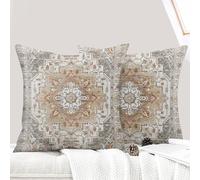 ECZOIL Lot de 2 Housse de Coussin 40x40 cm Boho Ethnique Vintage Housses Coussins Décoratifs Taie d'oreiller 16x16 Pouces pour Maison Salon Chambre - Brun