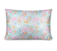 ECZOIL Taie d'oreiller 50x70cm Soie de Polyester avec Fermeture Éclair，Housse de Coussin Rectangulaire Doux et Lisse pour Cheveux et Peau Motif Floral-Fleurs Colorées(1 Pièce)