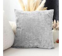 ED ENJOY HOME Coussin Carré Déhoussable 40x40 cm - Velours Tramé Gris Clair, 100% Polyester - Collection Velvet, Housse Lavable - Décoration Salon et Chambre