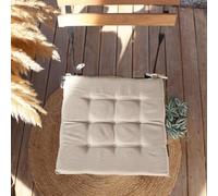 ED ENJOY HOME Galette de Chaise Extérieur & Intérieur, Beige, 40x40cm, déperlant traité Anti-UV, pour Jardin Terrasse, Epaisseur 3cm, avec Rubans Nouettes, Collection Waltz
