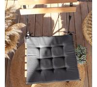ED ENJOY HOME Galette de Chaise Extérieur & Intérieur, Gris foncé, 40x40cm, déperlant traité Anti-UV, pour Jardin Terrasse, Epaisseur 3cm, avec Rubans Nouettes, Collection Waltz
