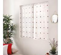 ED ENJOY HOME Paire de Vitrage Passe Tringle, Blanc, 60x90cm, Motif Bordeaux Rond Brodé, 100% Polyester, Collection Smarties